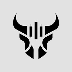 Bull and market trend logo vector illustration