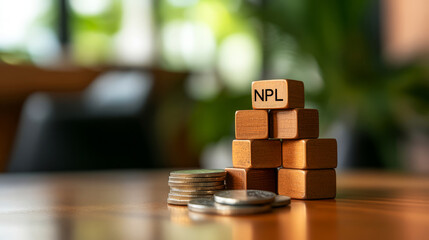 Wooden Blocks Stacking with NPL Letters and Coins in a Bright Indoor Environment