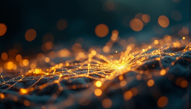 Golden Spiderweb Pattern, Amber Glow, Thermal Distortion, Charcoal Background, Ethereal Luminous Detail - Powered by Adobe