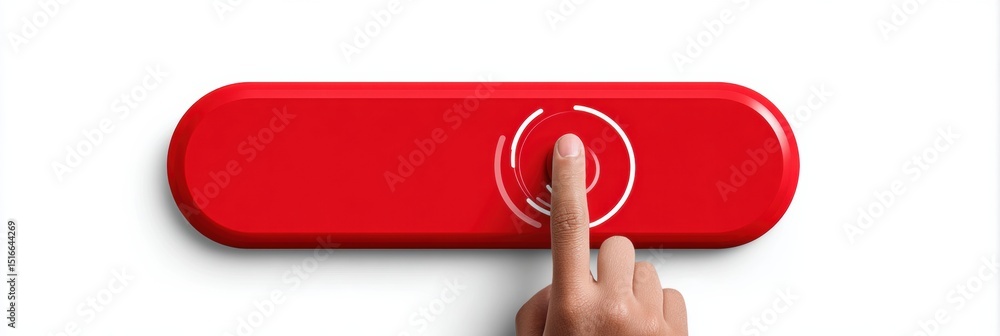 Poster Repeatedly Pressing a Red Error Button in a Clean and Minimalistic Upper Zone Setting