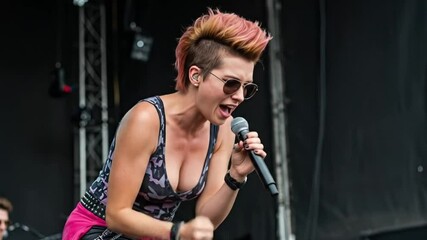Powerful rock female vocalist singing live energetic performance amazing stage presence - Powered by Adobe