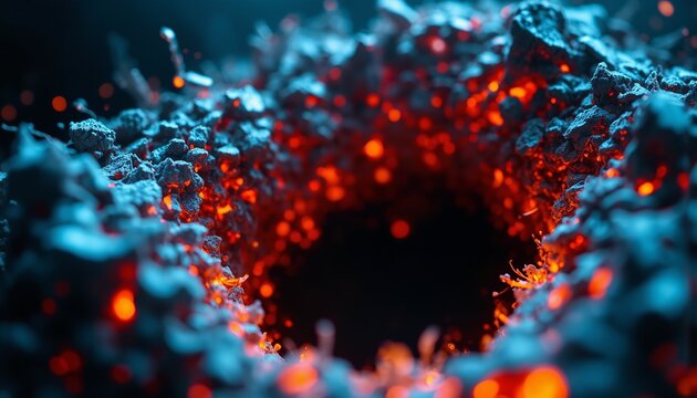 Fractured Holographic Vortex: Digital Decay, Ethereal Beauty, Swirling Data and Embers