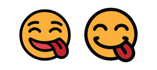 Tongue Out Emoji Icon Vector – Smiling Face with Tongue Symbol for Fun, Playfulness, and Messaging Design.  Tongue Out Smiley Face on Transparent Background for Social Media, UI, Communication Design