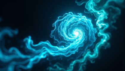 Obraz premium Electric Blue And Emerald Green Nebulae Swirl In Deep Black Space Vortex Energy