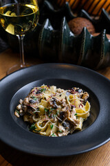 Creamy Mushroom Tagliatelle with Parmesan