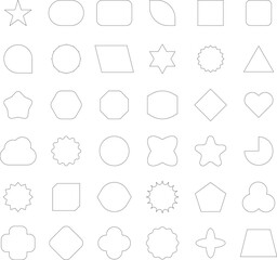 Vector Abstract line icons Collection, Geometric Shapes set - modern and retro aesthetic figure star oval spiral flower and other primitive design elements.