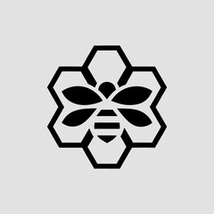 Obraz premium Honeybee over structured honeycomb vector illustration