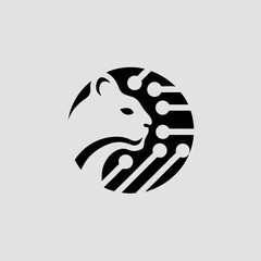 Cheetah with circuit board pattern vector illustration