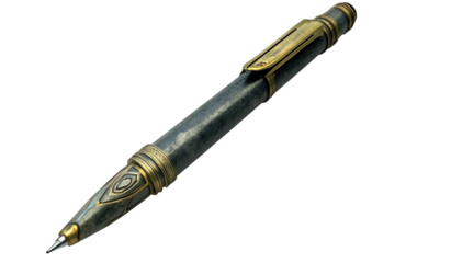 Elegant, ornate pen with metallic finish