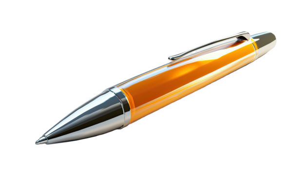 Orange ballpoint pen, sleek design - Powered by Adobe