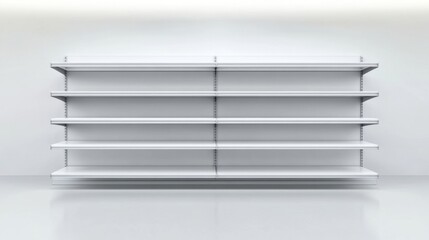 Empty retail shelves ready for stock.