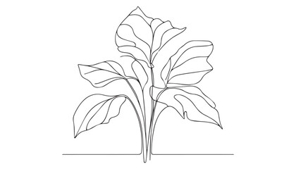 Continuous one single minimal line drawing plant
