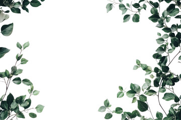 Fototapeta premium Lush greenery frame on black background