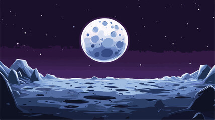 Whimsical Cartoon Moon Surface Landscape Background Vector Illustration