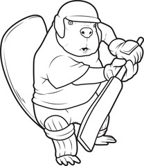 Beaver Cricket Cricket bat Animal Vector Graphic Art Illustration