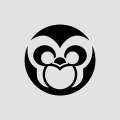 Cheerful monkey logo with thick lines vector illustration