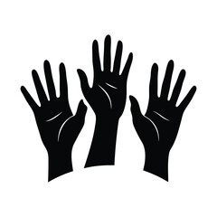 Vector silhouette illustration of human hands and fingers, perfect for icons and symbols representing help or charity