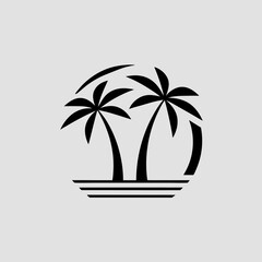 Island with palm in minimal design vector illustration