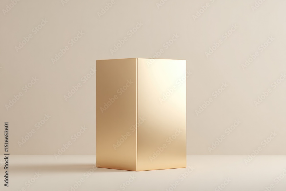 Poster golden minimalistic podium stands isolated against neutral backdrop with ample copy space for text o