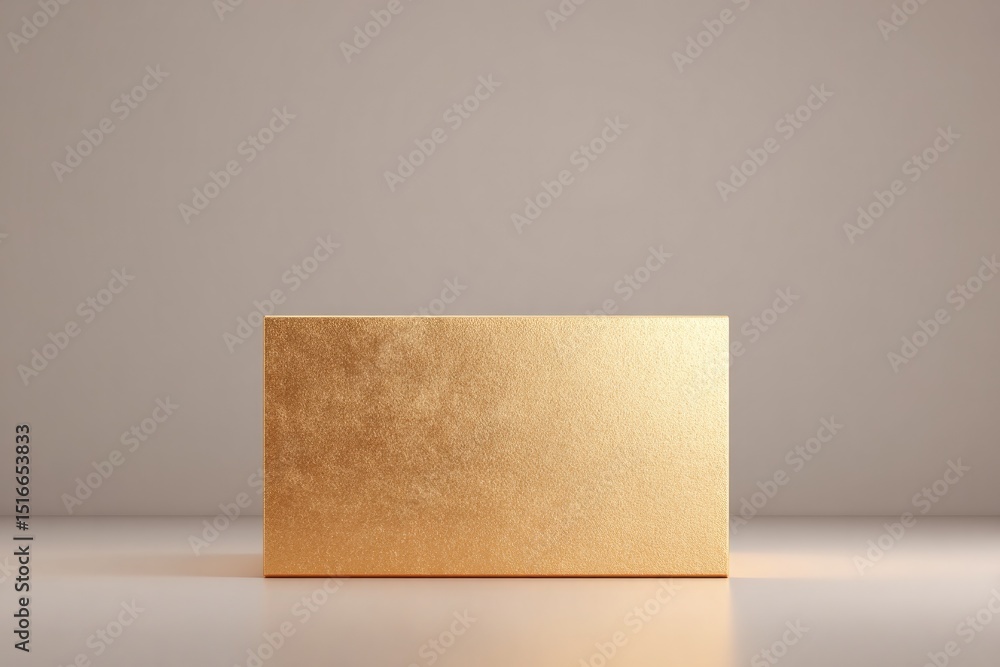 Poster golden minimalistic podium stands isolated against neutral backdrop with ample copy space for text o