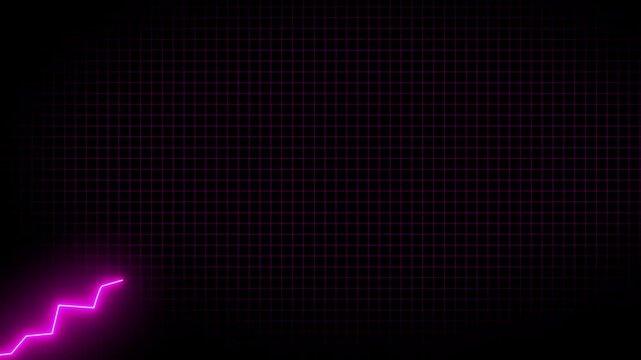 Market recovery concept of neon effects. Successful growth trend line graph going up animation on background.