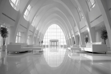 Obraz premium minimalist capture of airport scene featuring clean architectural lines and vast open spaces