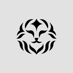 Lion face made of abstract fire shapes vector illustration