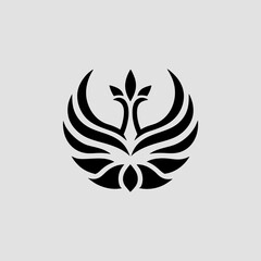 Phoenix rising from lotus flower in elegant style vector illustration