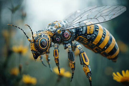 Close up of Futuristic bee drone