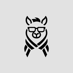 Hipster alpaca with scarf and glasses vector illustration