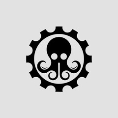Octopus with vintage steampunk tentacles vector illustration