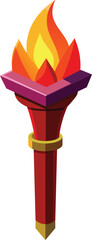 Fiery Lit Torch Vector Dynamic and Bold Design for Adventure Exploration, Vector Illustration of a Fiery Torch