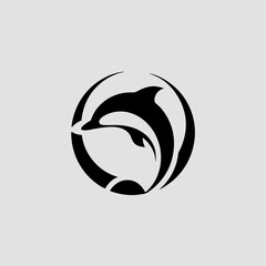 Vector dolphin logo elegant curved lines vector illustration