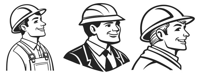 Obraz premium Collection of Monochrome People Avatars, Vector Graphics 