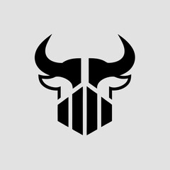 Naklejka premium Bull logo with stock market chart integrated vector illustration