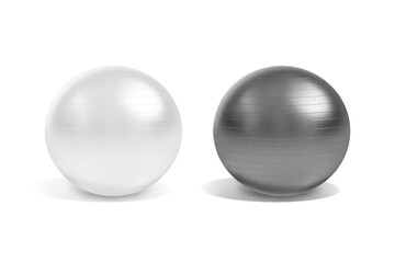 Blank black and white pilates ball mockup, front view