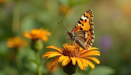 Fototapeta premium Butterfly On Orange Flower