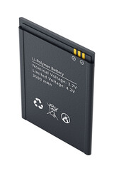 Spare smartphone lithium ion battery isolated on transparent background. 3D illustration