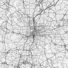 Atlanta Area Map with Labels and Neighborhoods - One color, minimalistic design