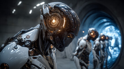 Hands of robots touching on network security and network connection highlight robotics enhancing protection systems. Network security safeguards data prevents unauthorized access, detects compliance.