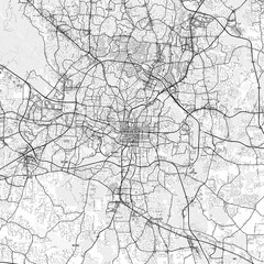 Raleigh Area Map with Labels and Neighborhoods - One color, minimalistic design