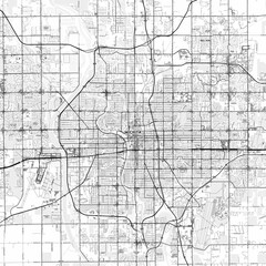 Wichita Area Map with Labels and Neighborhoods - One color, minimalistic design