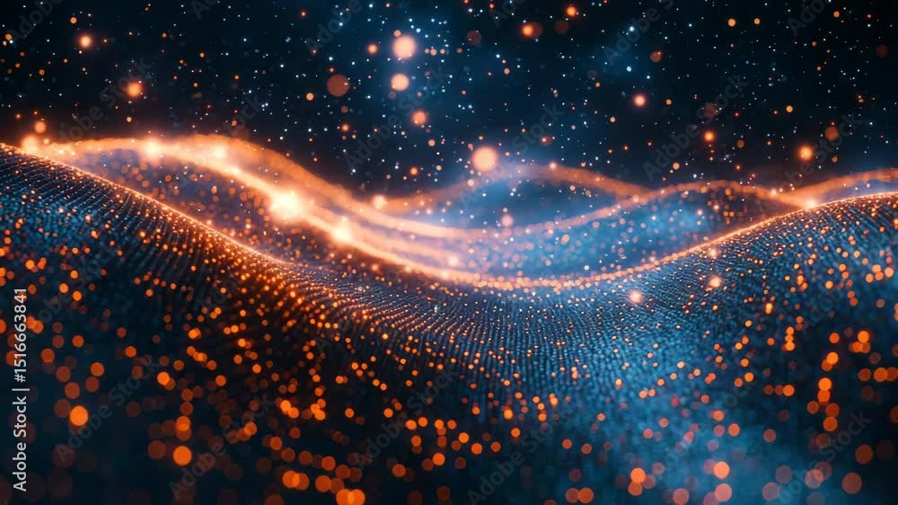 Aufkleber visual exploration of shimmering waves illuminated by cosmic light in a digital space environment