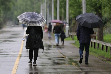 woman walking with umbrella