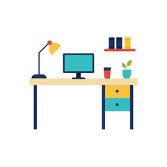 Minimalist Desk Setup &ndash; with white background
