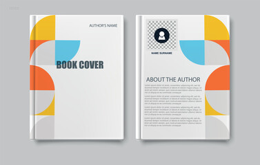 Editable Book Cover Template. Professional book cover and back cover design template with colorful geometric elements. Editable layout ideal for authors, publishers, and designers