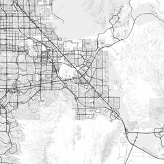 Naklejka premium Henderson Area Map with Labels and Neighborhoods - One color, minimalistic design