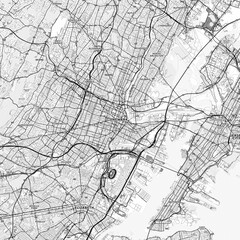 Newark Area Map with Labels and Neighborhoods - One color, minimalistic design