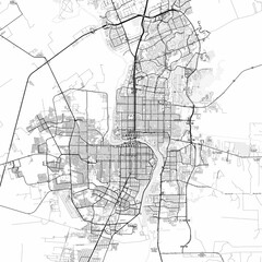 Obraz premium Laredo Area Map with Labels and Neighborhoods - One color, minimalistic design