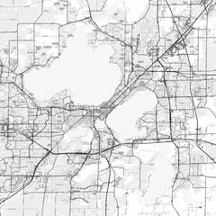 Madison Area Map with Labels and Neighborhoods - One color, minimalistic design